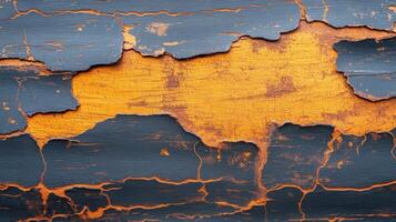 A close-up of cracked and peeling paint revealing vibrant colors beneath, perfect for artistic and design projects. photo