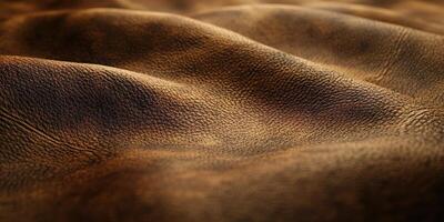 Close-up of textured, wavy leather fabric showcasing depth and rich color for design inspiration. photo