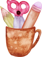 a cup with pencils and scissors in it png