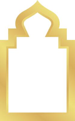 Dome with Double Rectangle Gold Gradient Oriental Style Islamic Frame Arches with Modern Boho Mosque Dome for Door