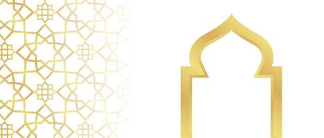 Gold Gradient Islamic Background with Pattern and Mosque Window for Ramadan vector