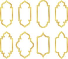 Collection of Gold Gradient Oriental Style Islamic Frame Arches with Modern Boho Mosque Dome for Window vector