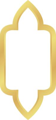 Triangle with Rounded Rectangle Gold Gradient Oriental Style Islamic Frame Arches with Modern Boho Mosque Dome for Window