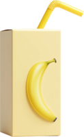 banana juice box with straw on transparent background png