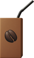 coffee beans in a brown paper cup with a straw on transparent background png