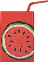 A red watermelon drink cup with a straw png
