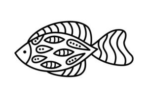 Linear isolated cartoon fancy fish for coloring page vector