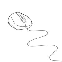 Mouse computer one continuous single line art drawing. Minimal art style. Computer mouse equipment continuous line art illustration vector