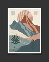 Flat style abstract mountain illustration with a modern minimalist touch vector