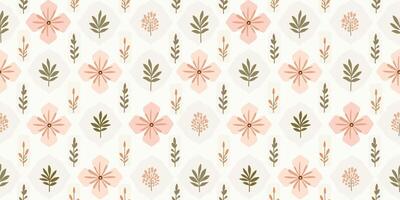 Springs Flowers Elegant Wavy and Curved Lines in a Seamless Pattern. It is ideal for fabric, wallpapers, stationery, packaging, and digital prints. vector