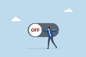 Switch off, businessman pushing switch to be off in control panel dashboard vector