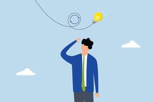 Rethink, smart businessman rethink with lightbulb idea vector