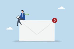 Email management, businessman work with computer laptop on email envelope vector