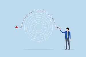 solution to bypass problem, entrepreneur mastermind create alternative path to navigate maze vector