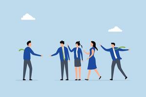 Onboarding new employee, business executive manager greeting welcome and introduce new employees to group vector