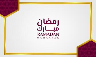 Elegant Ramadan Mubarak background with luxurious golden borders, geometric Islamic patterns, and modern Arabic calligraphy, ideal for Ramadan and Eid Fitr greetings. vector