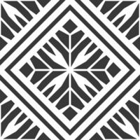 A black and white patterned tile floor with a snowflake design vector
