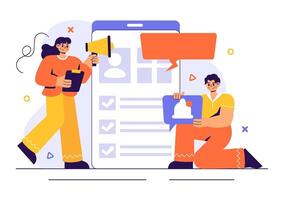 Job Application Process Illustration with Resume Screening and Hiring Manager vector