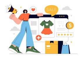 Online Store and Digital Marketing for E-commerce Transactions vector