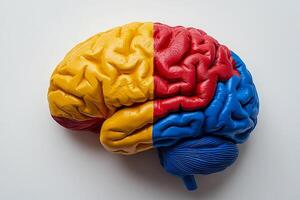 Colorful human brain model with segmented sections photo