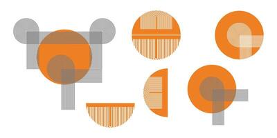 Abstract Geometric Design with Orange Circles and Gray Lines. vector