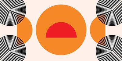 Geometric Abstract Design with Orange and Black Circles. vector