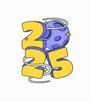 2025 years with planet and cosmic illustration vector