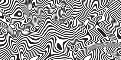Black and white abstract liquify lines background. vector