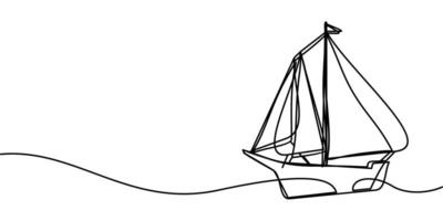 continuous line drawing of sailboat symbol. abstract line art illustration vector