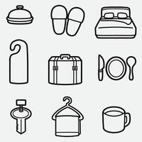 set of hotel with outline style good for icon, symbol, element design, etc vector