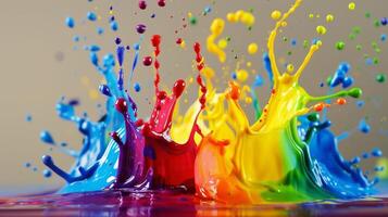 Colorful paint splashes on a surface photo