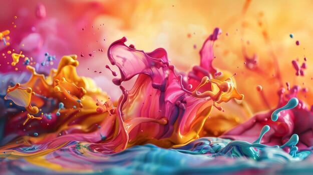 Colorful paint splashes on a colorful background photo