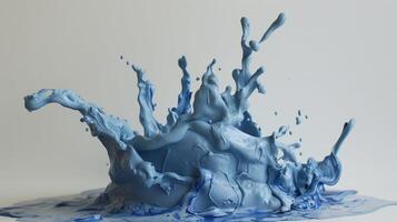 A blue liquid splashing on a white surface photo