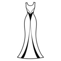 Elegant Evening Gown Line Illustration of a Glamorous Floor-Length Gown with a Slit vector