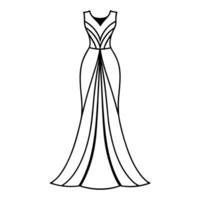 Elegant Evening Gown Illustration of a Glamorous Floor-Length Gown with a Slit vector
