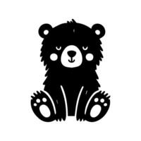 A black and white bear sitting on the ground vector