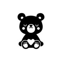 A black and white bear with a heart on its chest vector