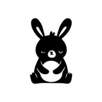 A black and white illustration of a rabbit vector