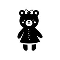 A black and white bear with a bow on its head vector