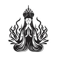 Guan Yin Kwan Im image Illustration on white background. vector