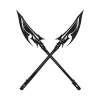 Two crossed halberds image. Battle Halberd Crossed Design Images vector