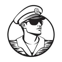 Sailor captain of the ship logo image isolated on white background. vector