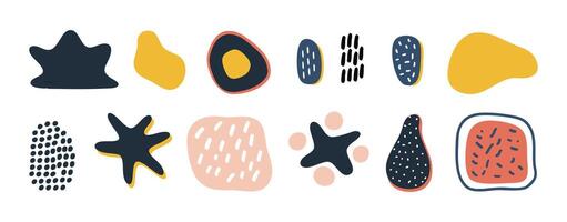 Abstract organic shapes, set, hand-drawn doodle art, blob shapes, unique designs vector