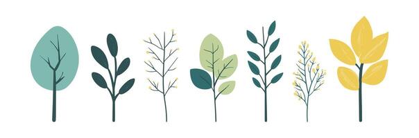 Minimalist Leaves Design, A simple, yet elegant hand-drawn tree illustration in a flat style, ideal for adding a touch of nature to designs vector