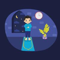 musl prayer tahajjud flat design ramadhan witr vector