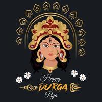 illustration of Goddess Durga in Happy Durga Puja Subh Navratri Indian religious background design.All layers are single for any customization. Eps 10 illustration vector