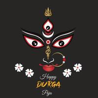 This artwork beautifully captures the essence of Goddess Durga,symbolizing power,protection,and divine grace.The design features her intense eyes,third eye,trishul -trident,nose ring,and ornaments. vector