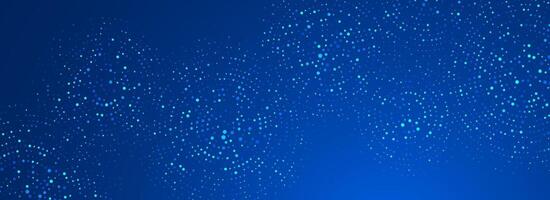 Blue digital technology pattern background. Glowing dotted circle wallpaper. Abstract dot round grid backdrop for business, science, healthcare, medicine, finance. Navy shining texture surface vector