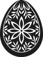 Elegant Silhouette Easter Egg with Floral Leaf Patterns Illustration vector