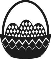 Geometric Easter Eggs in Zigzag Basket Silhouette Illustration vector